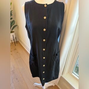 LOFT Black Mini Dress with Gold Buttons size 2